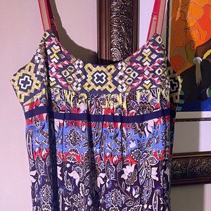 One September Women Blue Casual Dress Floral Lined Embroidery - Size S